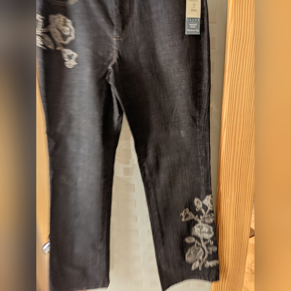 Coldwater Creek Gray Wash Denim Jeans with Detail Size 10 NWT